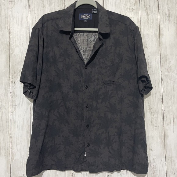 Nat Nast Other - Nat Nast Mens Large Silk Cotton Short Sleeve Button Down Shirt‎ Palm Tree Print
